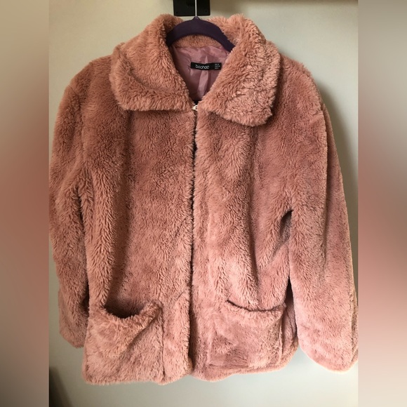 Rose Pink Faux Fur Jacket - Picture 1 of 7